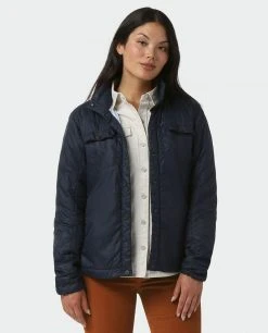 Stio Women's Skycrest Insulated Snap Shirt - Lightweight Camping & Lifestyle Jacket -Stio Sales Shop W Skycrest Snap Shirt Mulberry 2