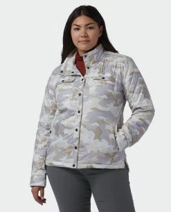 Stio Women's Skycrest Insulated Snap Shirt - Lightweight Camping & Lifestyle Jacket -Stio Sales Shop W Skycrest Snap Shirt Powder Fox Camo Alt 2