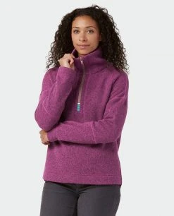 Stio Women's Sweetwater Fleece Half Zip | Lightweight Camp & Lifestyle Jacket -Stio Sales Shop W Sweetwater Fleece Half Zip Backyard Berry 1