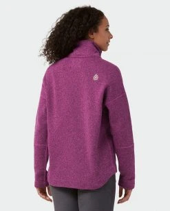 Stio Women's Sweetwater Fleece Half Zip | Lightweight Camp & Lifestyle Jacket -Stio Sales Shop W Sweetwater Fleece Half Zip Backyard Berry 3