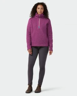 Stio Women's Sweetwater Fleece Half Zip | Lightweight Camp & Lifestyle Jacket -Stio Sales Shop W Sweetwater Fleece Half Zip Backyard Berry 4
