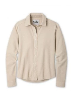 Stio Women's Thermop Fleece Snap Shirt - Warm & Comfortable Camp, Hike & Ski Fleece -Stio Sales Shop W Thermop Fleece Snap Shirt Pebble