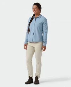 Stio Women's Thermop Fleece Snap Shirt - Warm & Comfortable Camp, Hike & Ski Fleece -Stio Sales Shop W Thermop Fleece Snap Shirt Wind River Blue 4