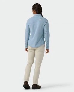 Stio Women's Thermop Fleece Snap Shirt - Warm & Comfortable Camp, Hike & Ski Fleece -Stio Sales Shop W Thermop Fleece Snap Shirt Wind River Blue 5