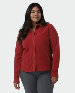 Stio Women's Thermop Fleece Snap Shirt - Warm & Comfortable Camp, Hike & Ski Fleece -Stio Sales Shop W Thermop Roasted Beet Alt 1