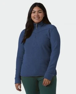 Stio Women's Turpin Fleece Half Zip - Lightweight & Warm Camp & Ski Fleece -Stio Sales Shop W Turpin Fleece Half Zip Navy Peony Heather Alt 1