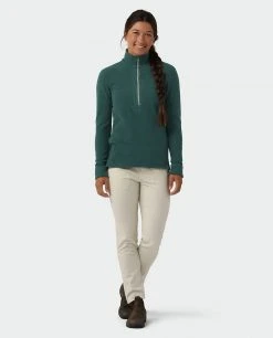 Stio Women's Turpin Fleece Half Zip - Lightweight & Warm Camp & Ski Fleece -Stio Sales Shop W Turpin Fleece Half Zip Treeline Green Heather 3