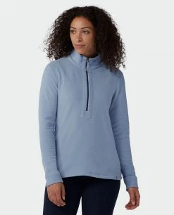 Stio Women's Turpin Fleece Half Zip - Lightweight & Warm Camp & Ski Fleece -Stio Sales Shop W Turpin Fleece Half Zip Wind River Blue Heather 1