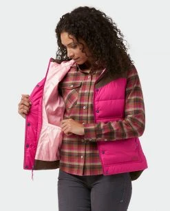 Stio Women's Woodson Down Vest - Lightweight Insulated Camp & Lifestyle Vest -Stio Sales Shop W Woodson Down Vest Backyard Berry 2